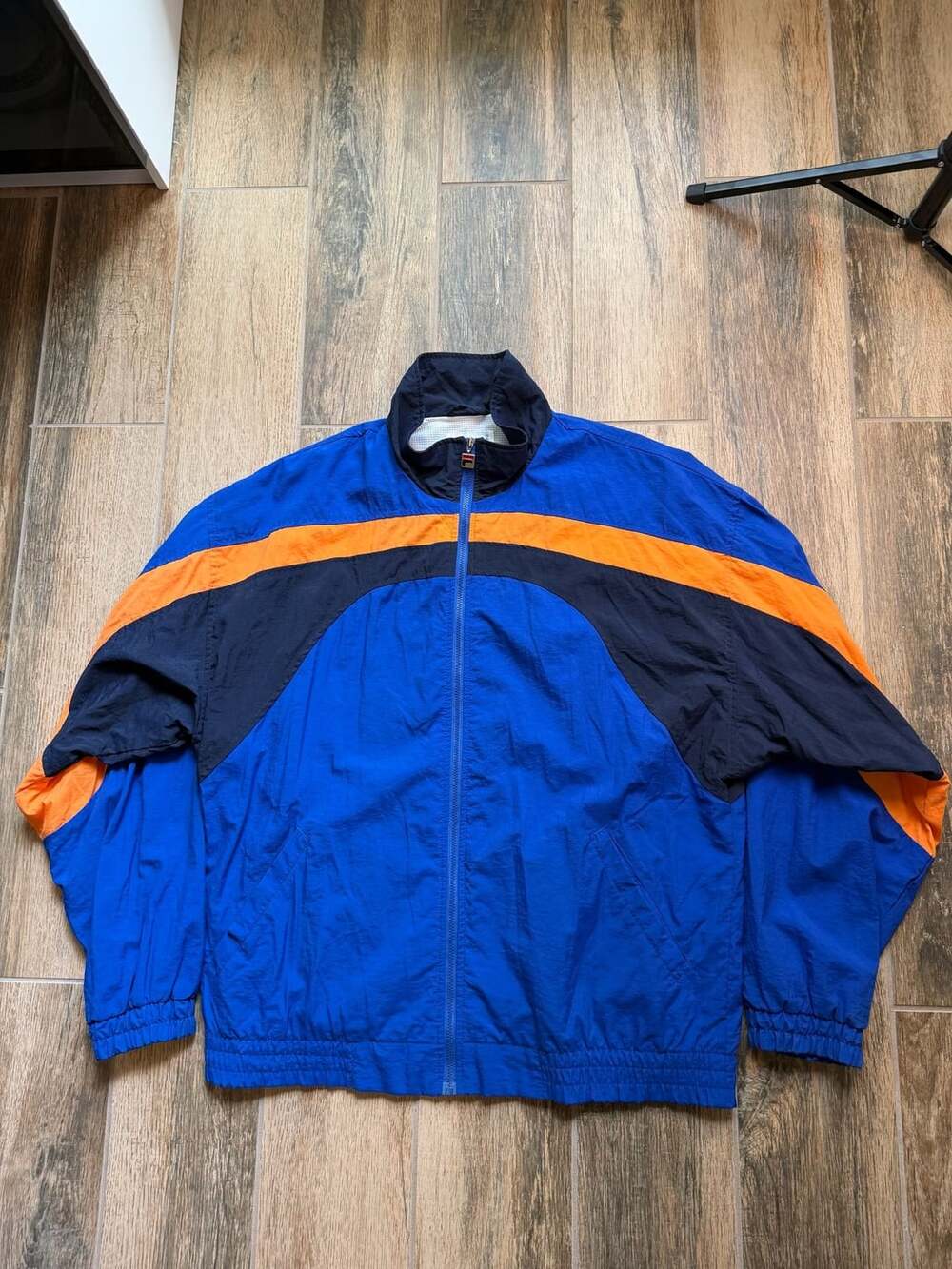 Vintage Fila Blue and Orange Colorblock Nylon Full Zip Track Jacket Size M